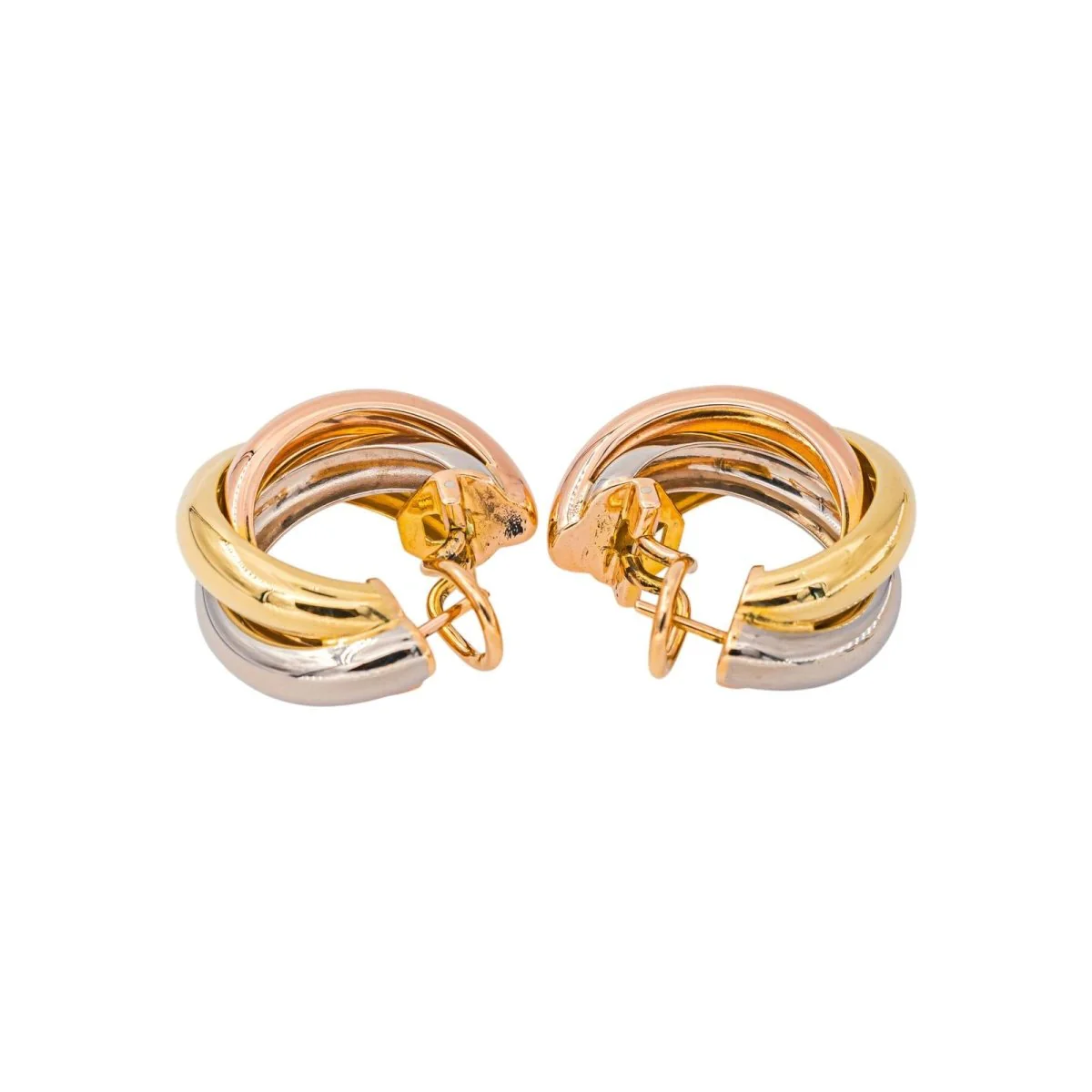 Boucles d'oreilles Créoles CARTIER "Trinity" GM en or blanc, or jaune et or rose - Image 5