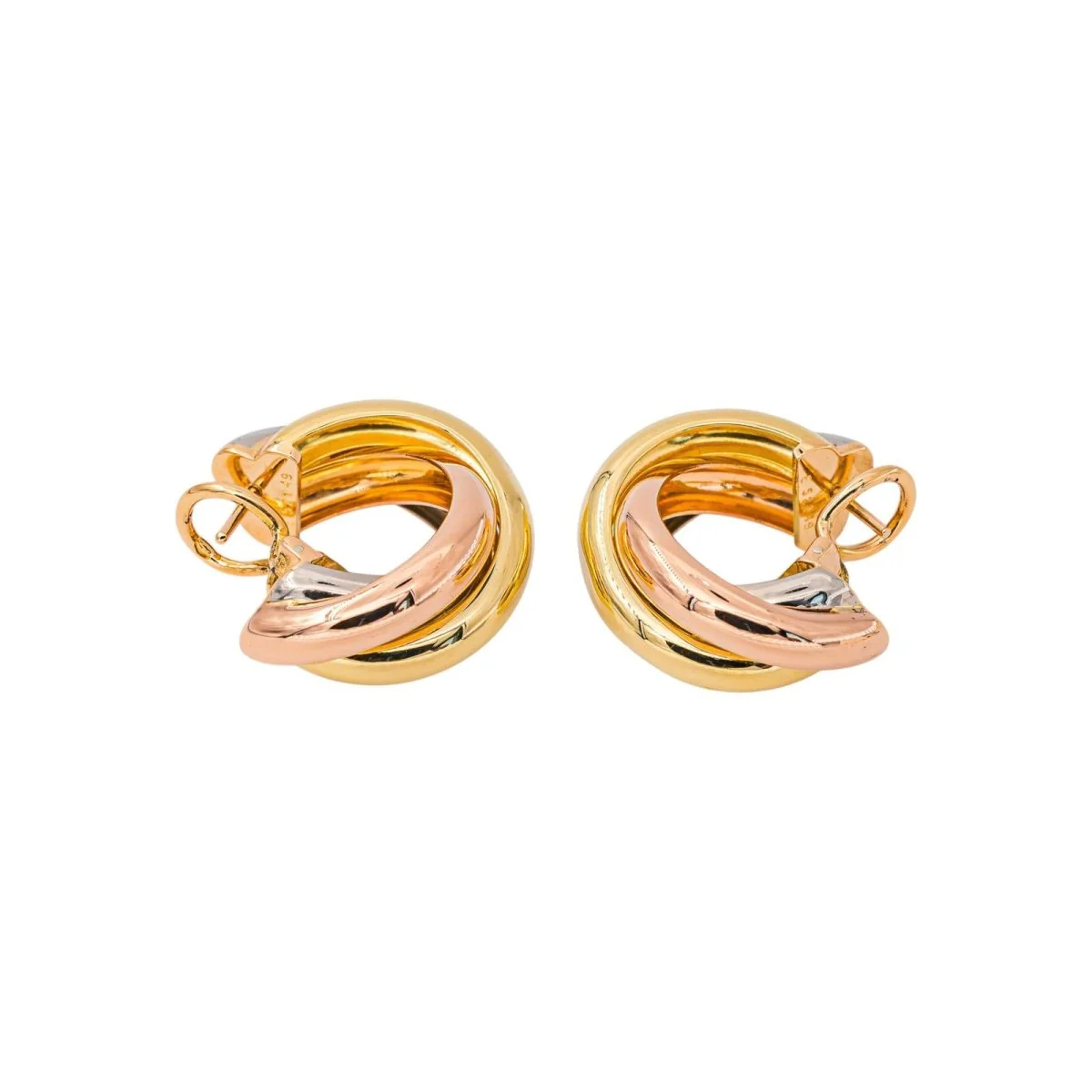 Boucles d'oreilles Créoles CARTIER "Trinity" GM en or blanc, or jaune et or rose - Image 6