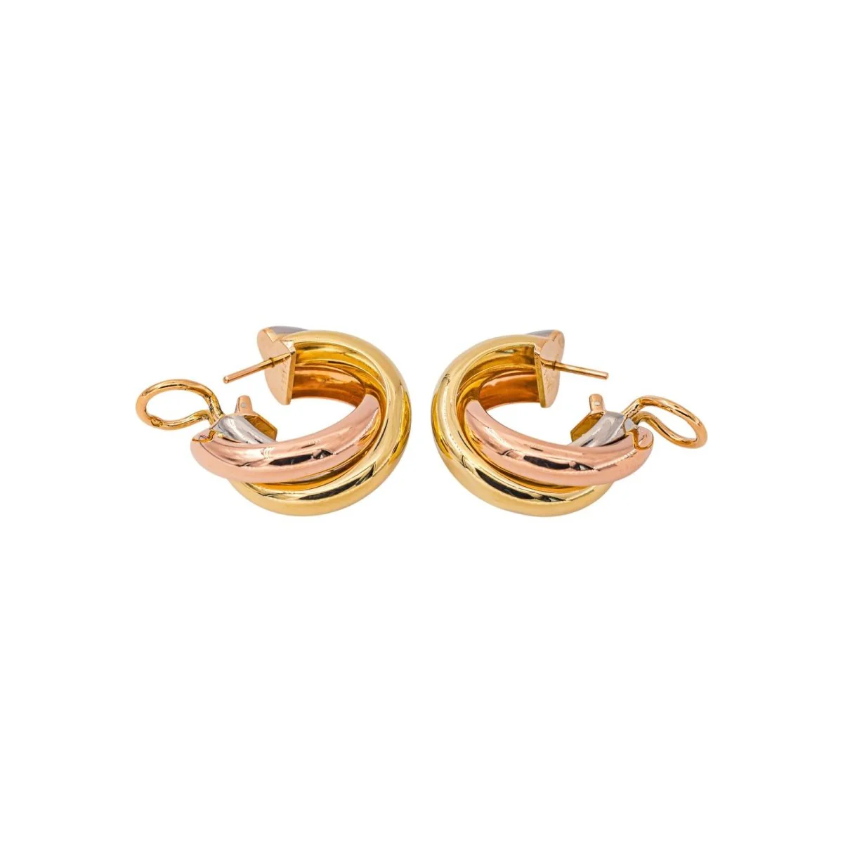 Boucles d'oreilles Créoles CARTIER "Trinity" GM en or blanc, or jaune et or rose - Image 7