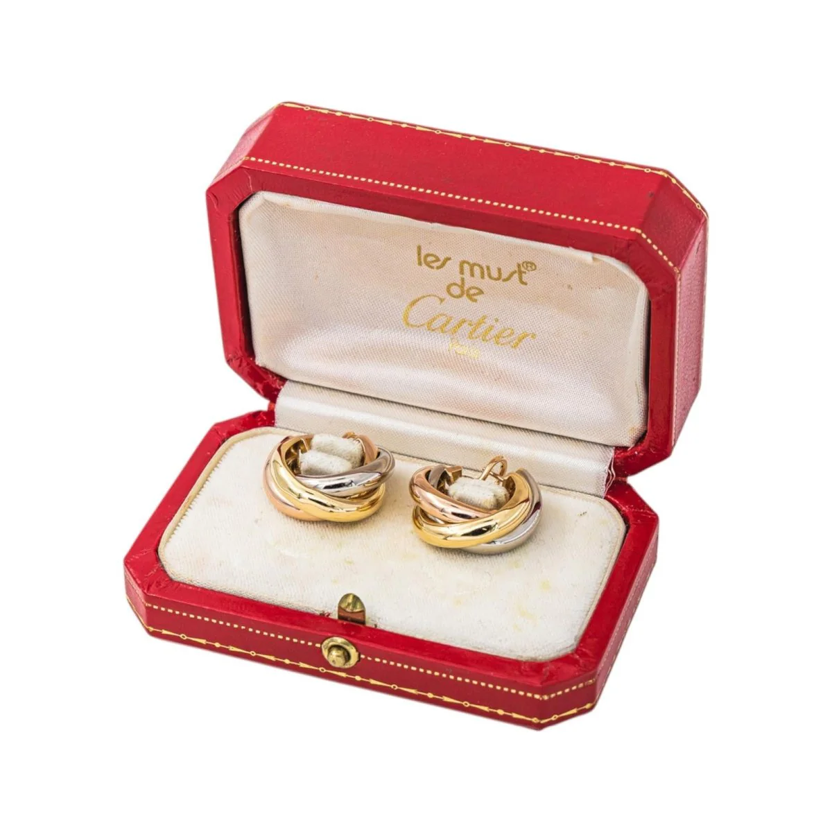 Boucles d'oreilles Créoles CARTIER "Trinity" GM en or blanc, or jaune et or rose - Image 8