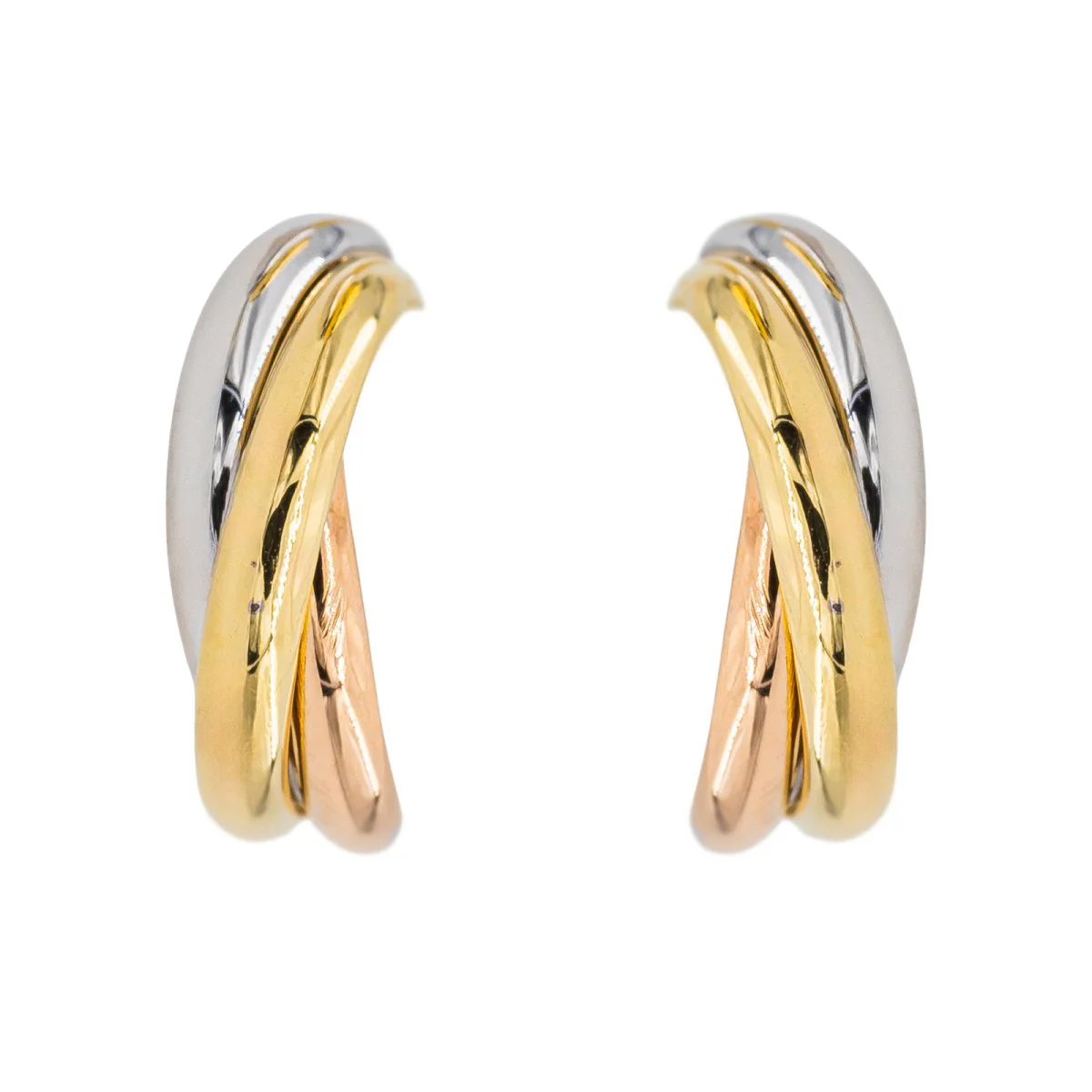 Boucles d'oreilles Créoles CARTIER "Trinity" en trois ors
