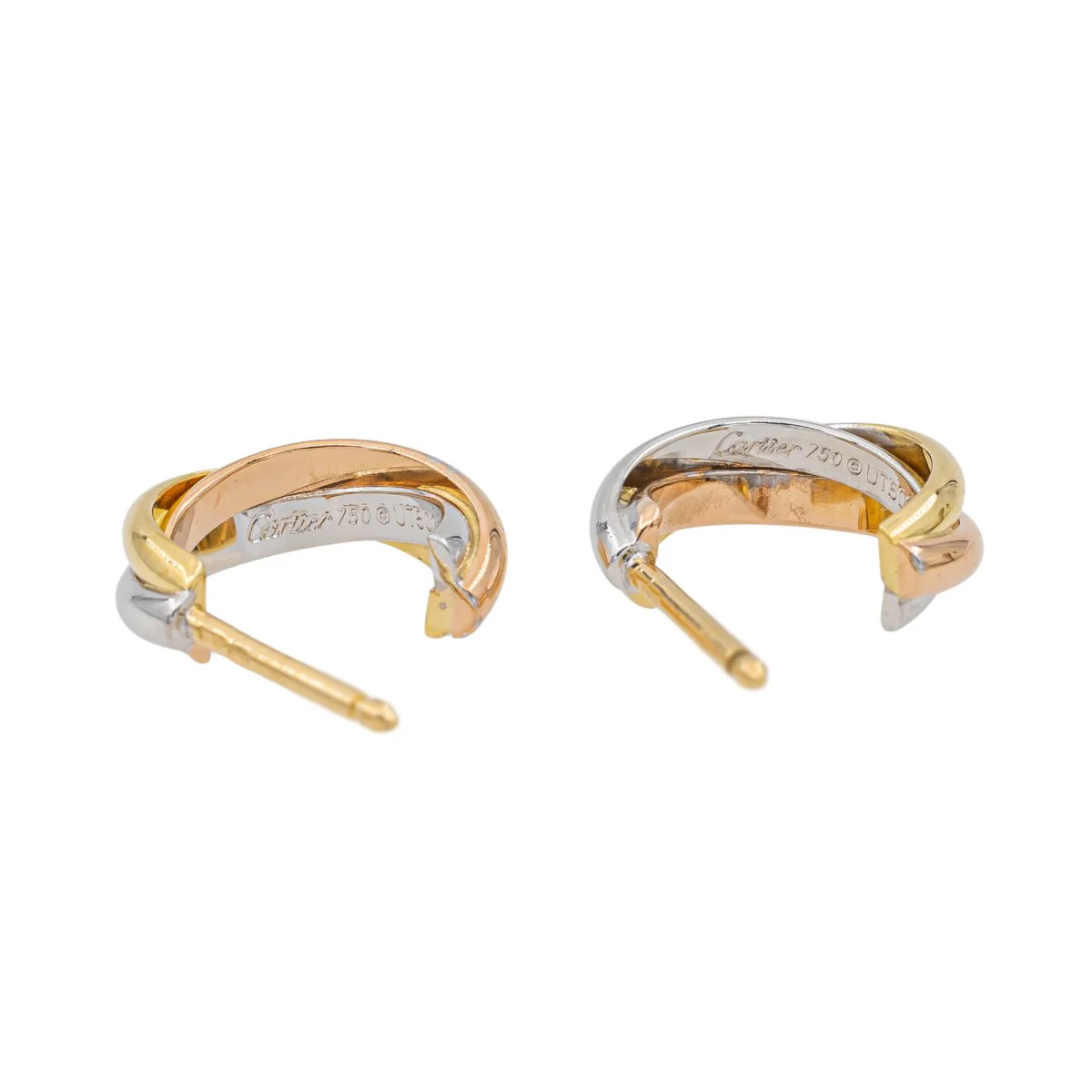 Boucles d'oreilles Créoles CARTIER "Trinity" en trois ors - Image 5