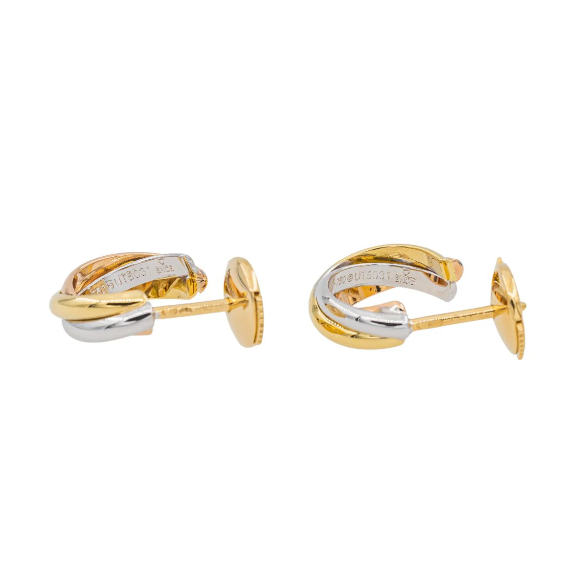 Boucles d'oreilles Créoles CARTIER "Trinity" en trois ors - Image 6