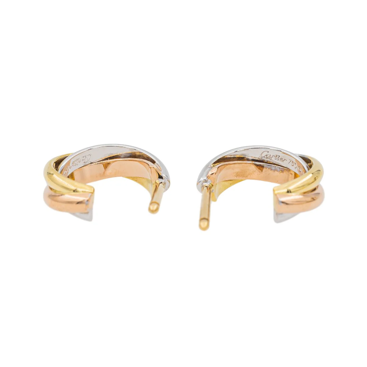 Boucles d'oreilles Créoles CARTIER "Trinity" en trois ors - Image 7