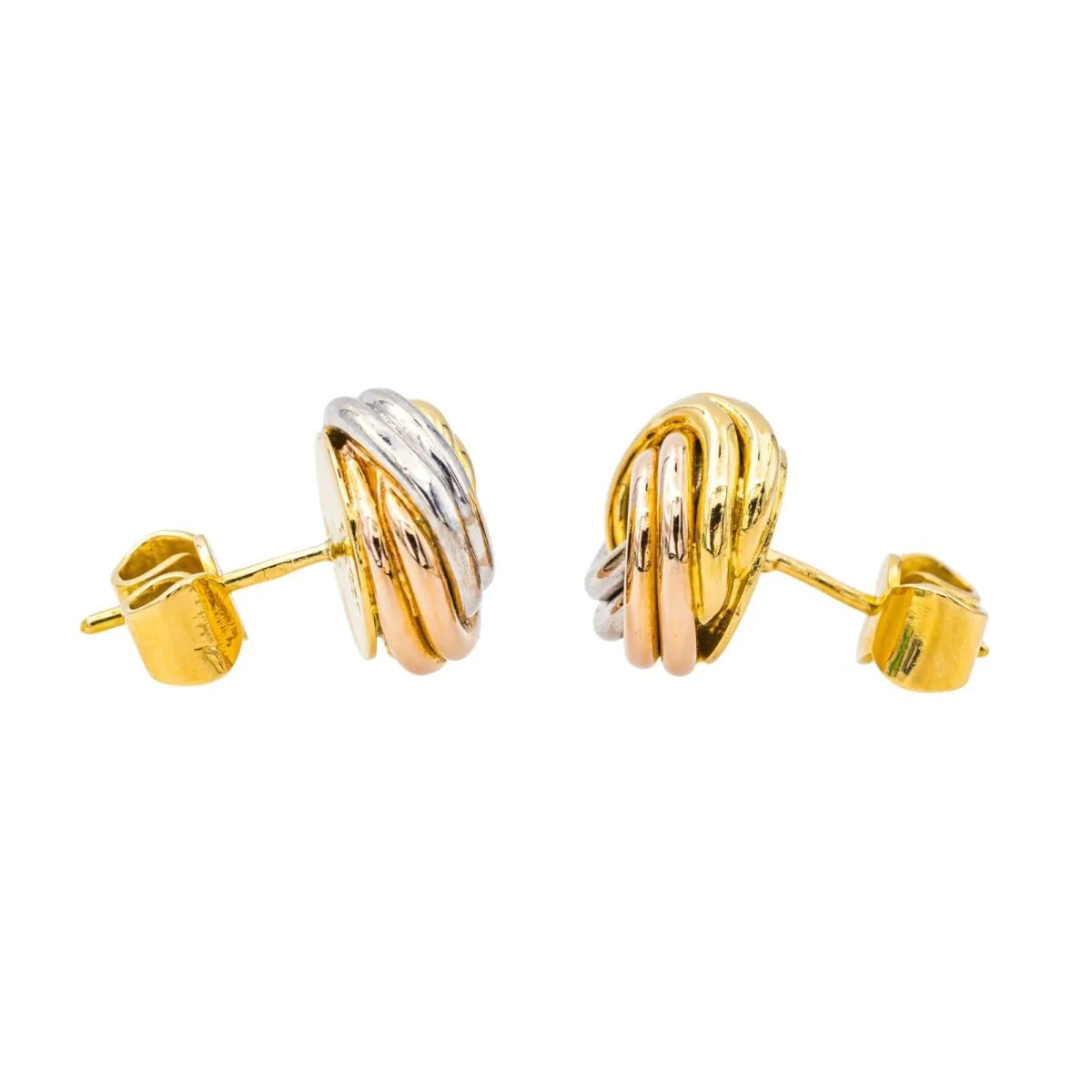 Boucles d'oreilles CARTIER "Trinity" en or jaune, or blanc et or rose - Image 4