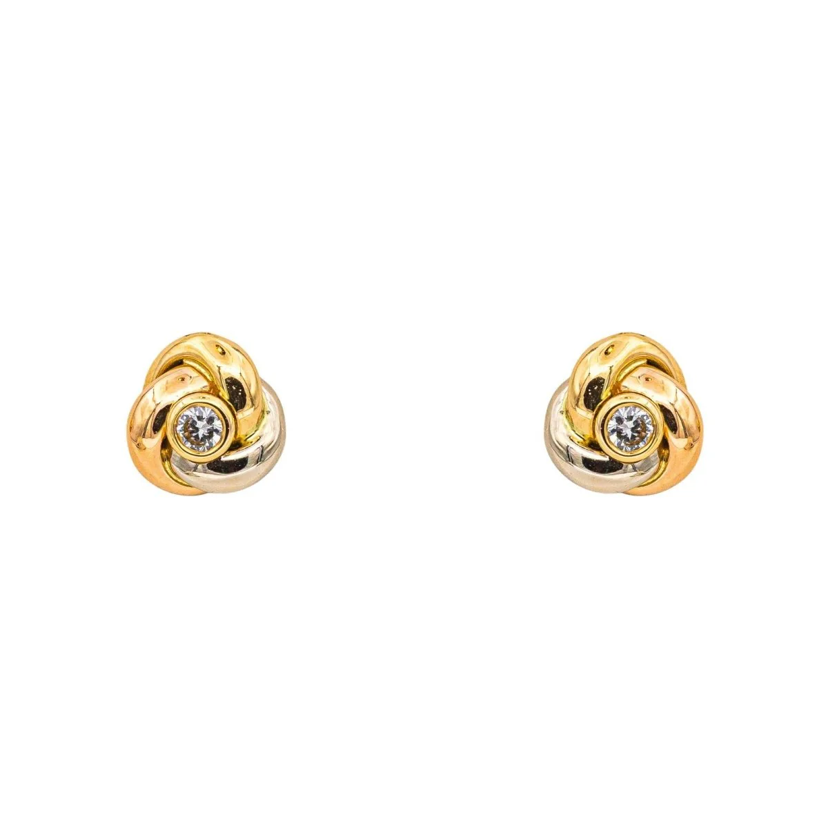 Boucles d'oreilles Puces CARTIER "Trinity" en or blanc, or jaune, or rose et diamants