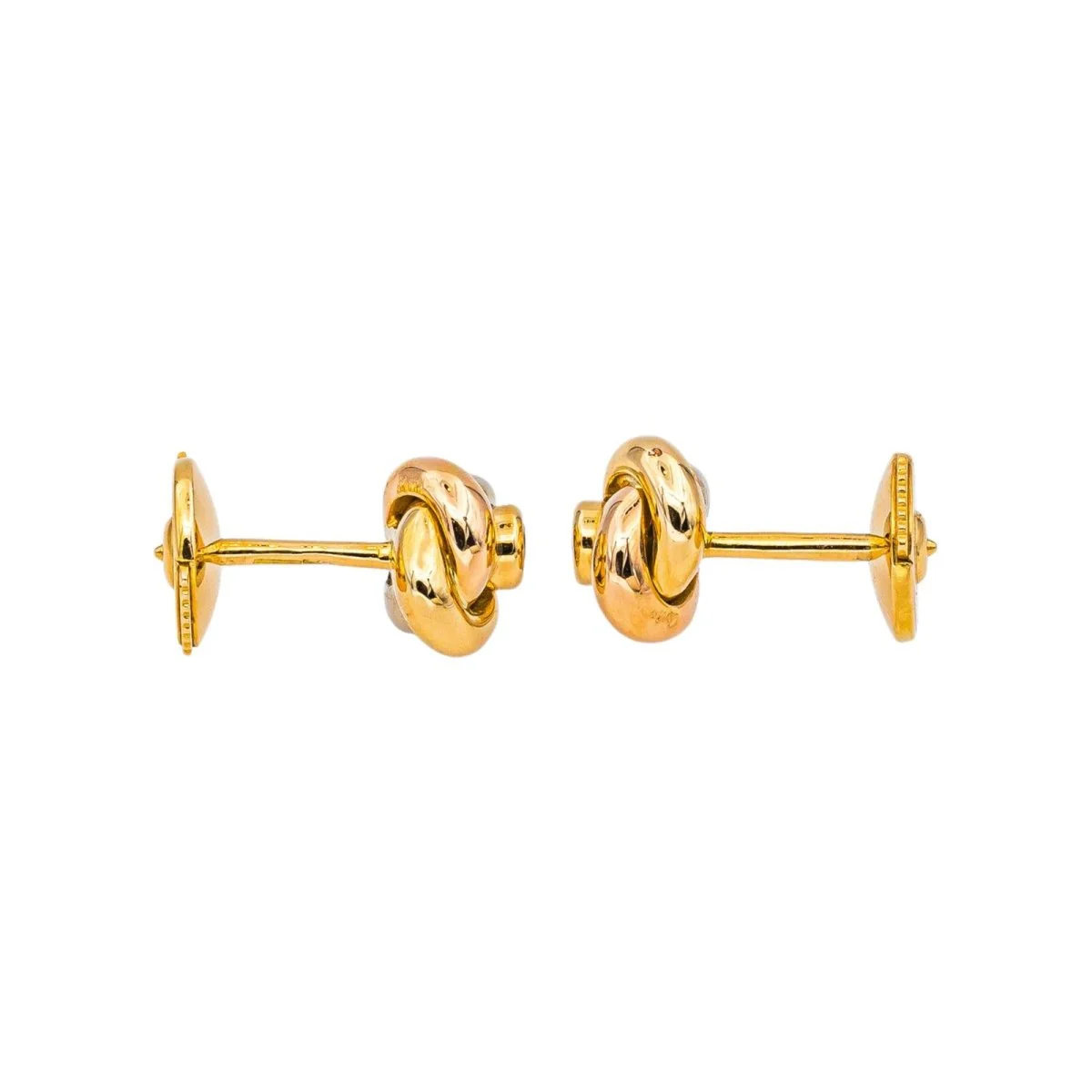 Boucles d'oreilles Puces CARTIER "Trinity" en or blanc, or jaune, or rose et diamants - Image 4