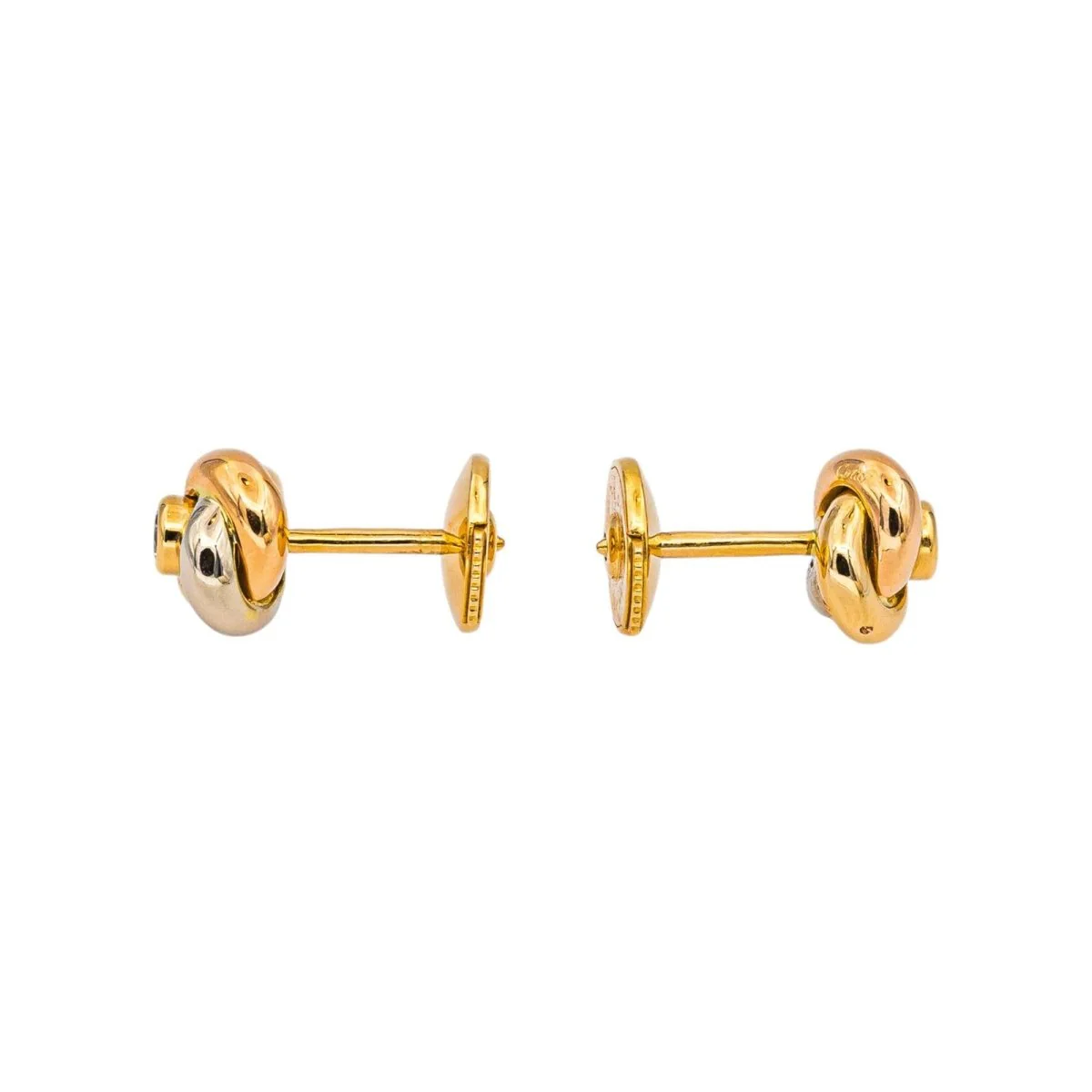 Boucles d'oreilles Puces CARTIER "Trinity" en or blanc, or jaune, or rose et diamants - Image 6