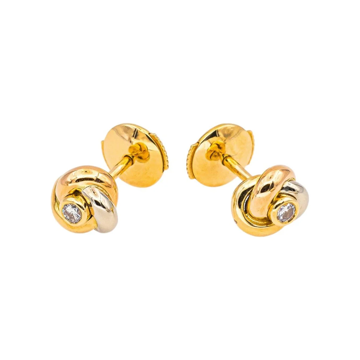 Boucles d'oreilles Puces CARTIER "Trinity" en or blanc, or jaune, or rose et diamants - Image 7