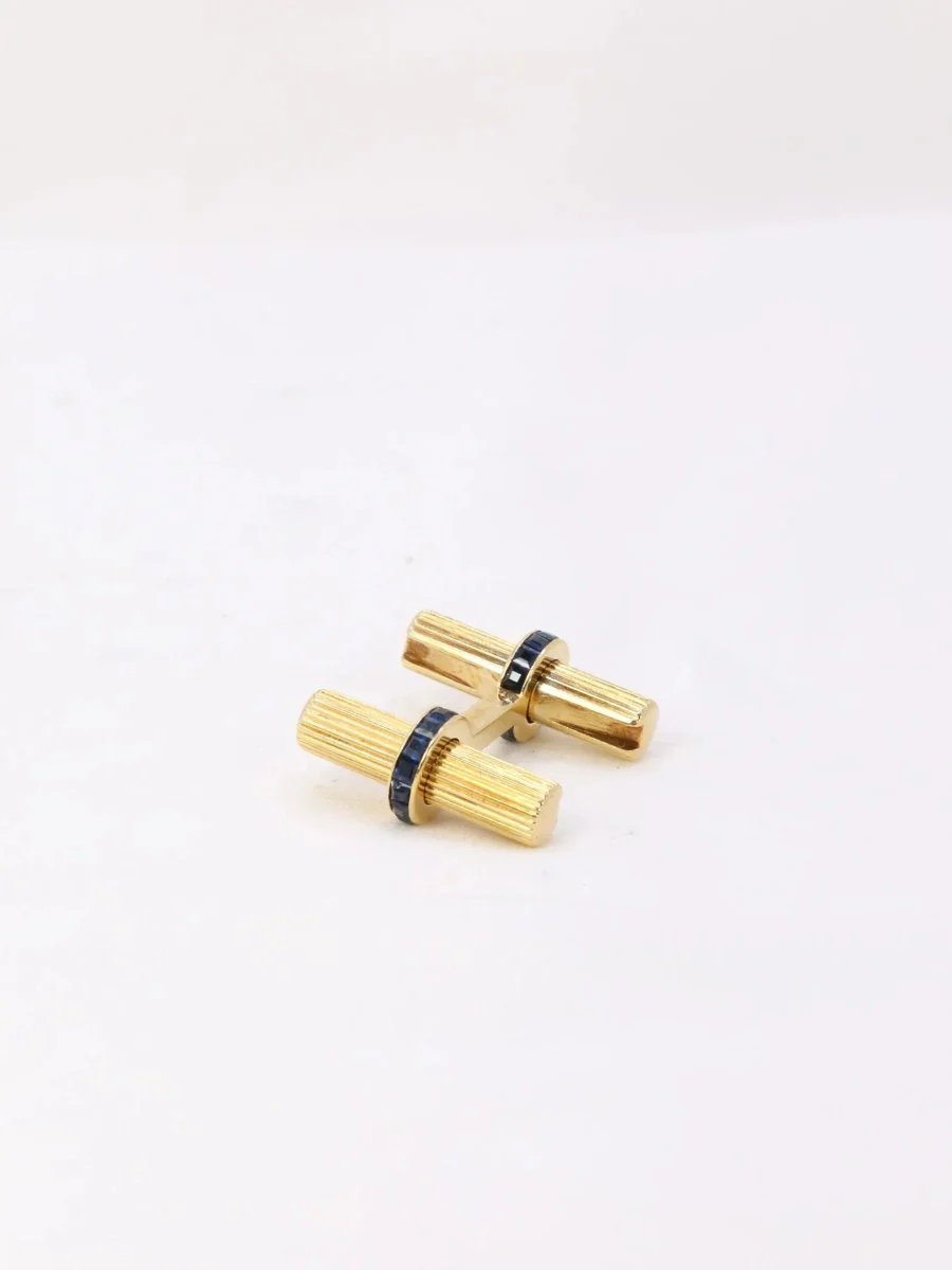 CARTIER Boutons de manchette or jaune saphirs calibrés - Image 6