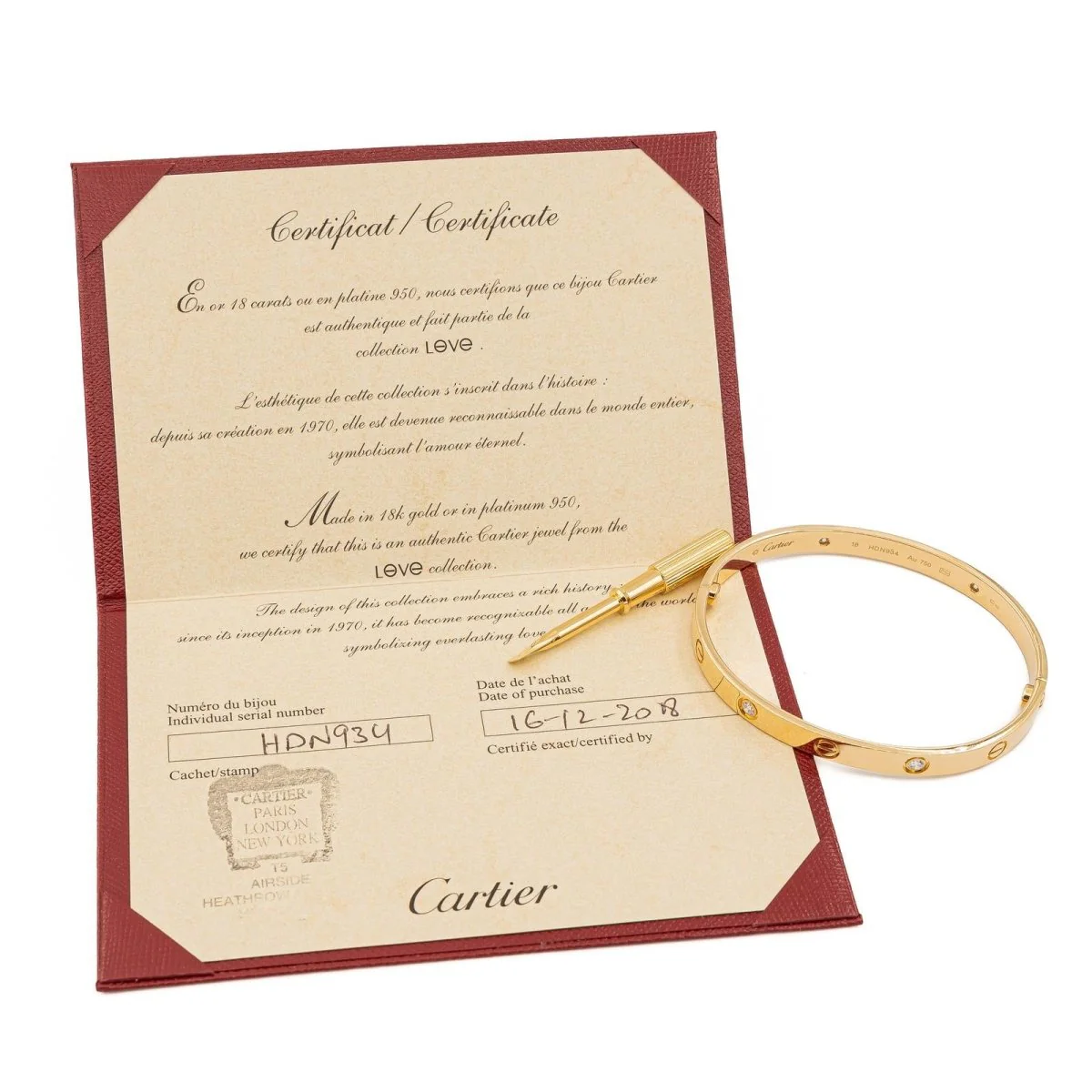 Bracelet Jonc CARTIER "Love" en or jaune et diamants - Image 8