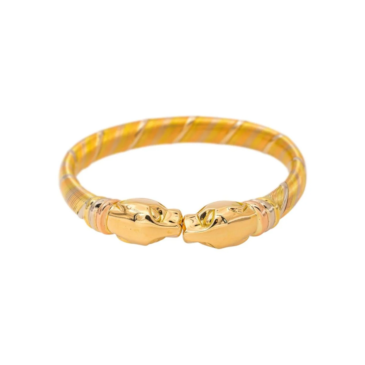 Bracelet Jonc CARTIER " Double Panthère" en or blanc, or jaune et or rose