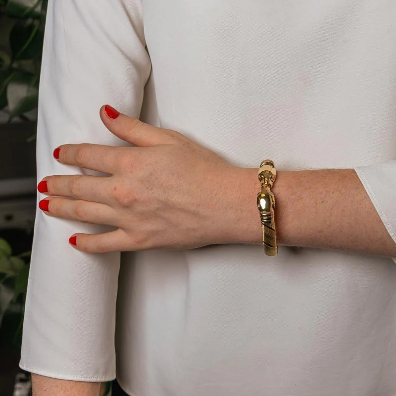 Bracelet Jonc CARTIER " Double Panthère" en or blanc, or jaune et or rose - Image 2
