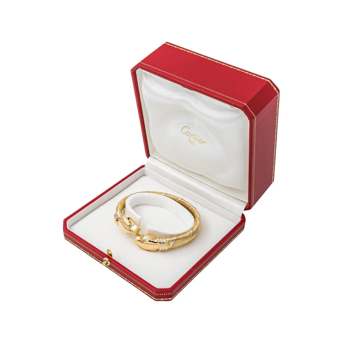 Bracelet Jonc CARTIER " Double Panthère" en or blanc, or jaune et or rose - Image 8
