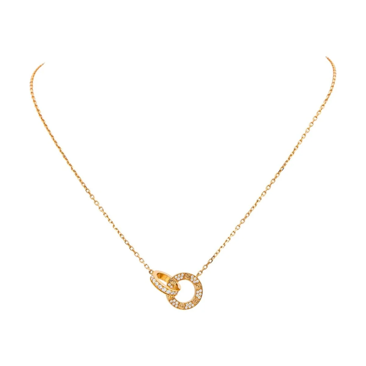 Collier Pendentif CARTIER "Love Pavé" en or rose et diamants