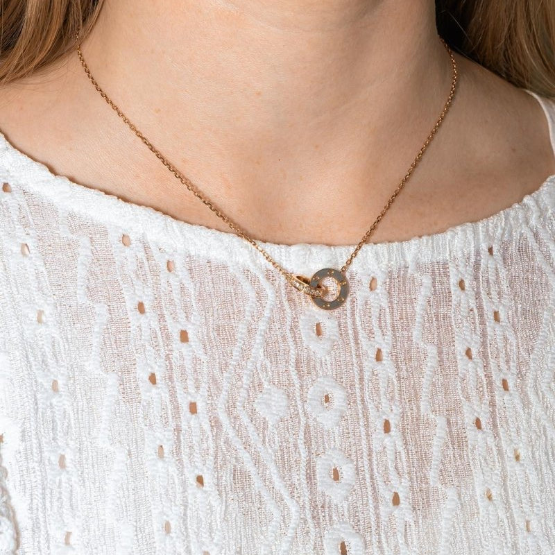 Collier Pendentif CARTIER "Love Pavé" en or rose et diamants - Image 2