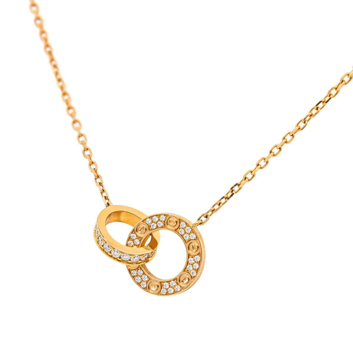 Collier Pendentif CARTIER "Love Pavé" en or rose et diamants - Image 3
