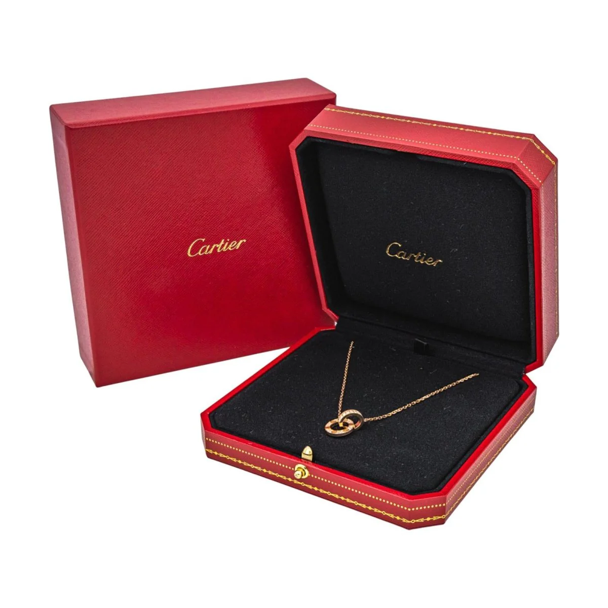 Collier Pendentif CARTIER "Love Pavé" en or rose et diamants - Image 8