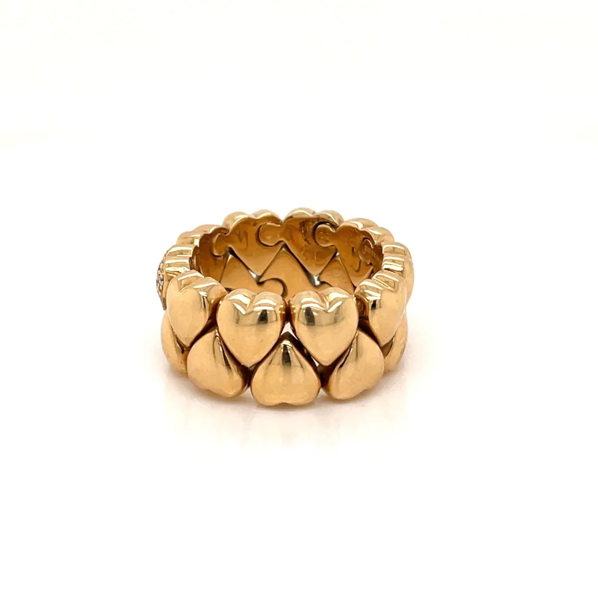 Cartier Diamond Double Coeurs Gold Band Ring - Image 10