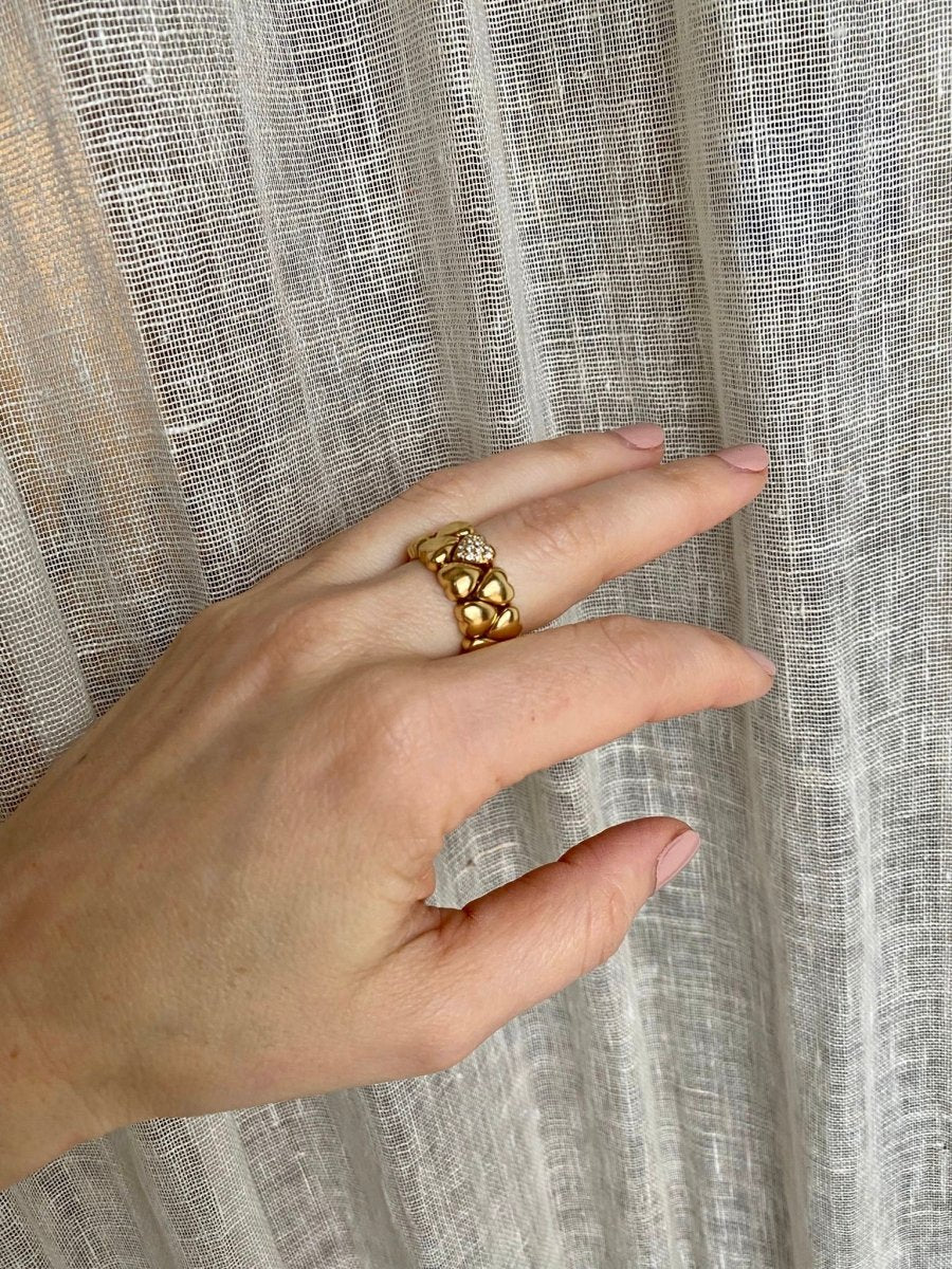 Cartier Diamond Double Coeurs Gold Band Ring - Image 12