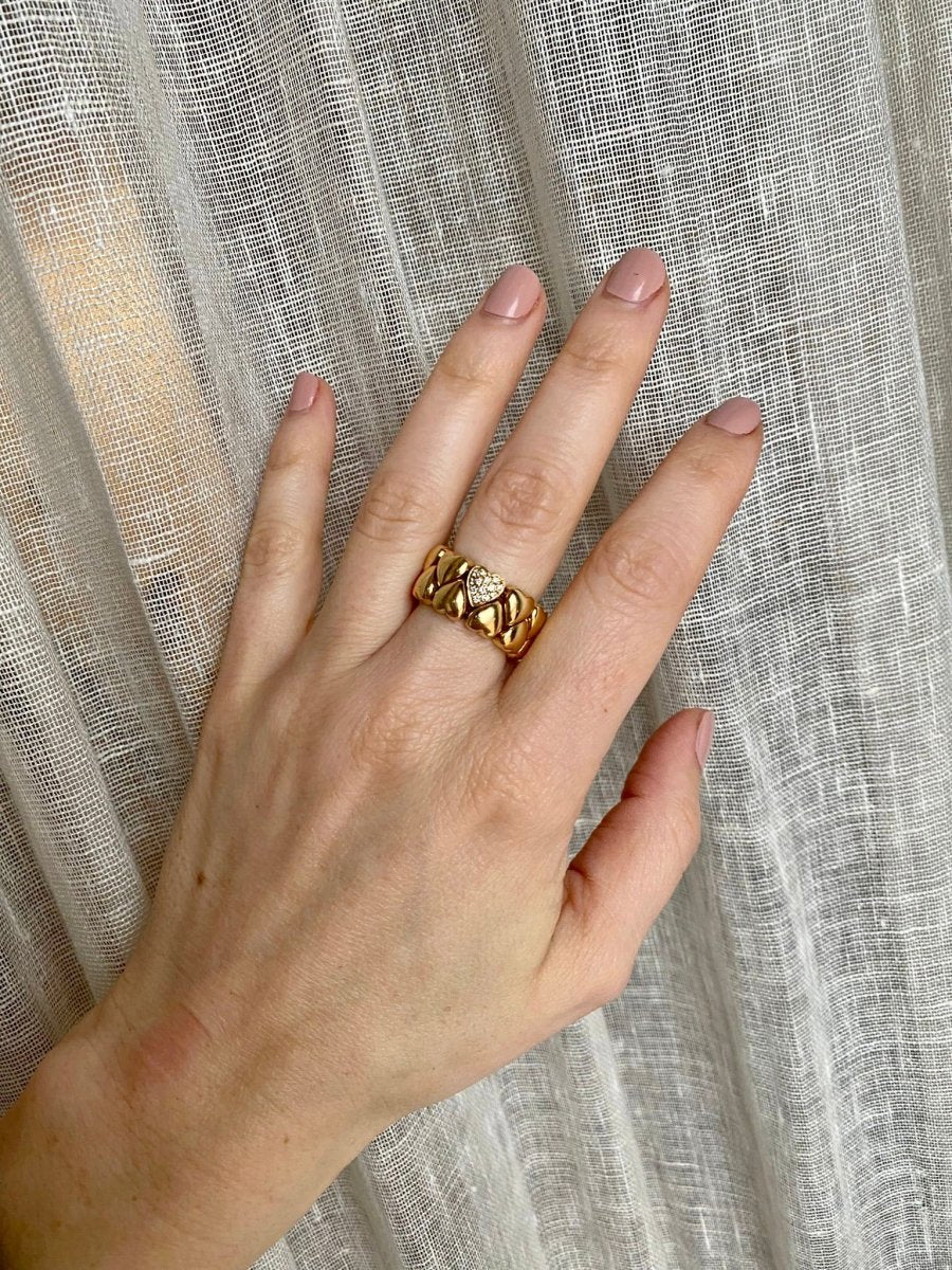Cartier Diamond Double Coeurs Gold Band Ring - Image 13
