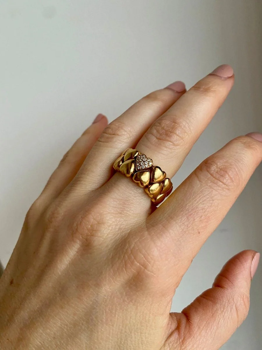 Cartier Diamond Double Coeurs Gold Band Ring - Image 14