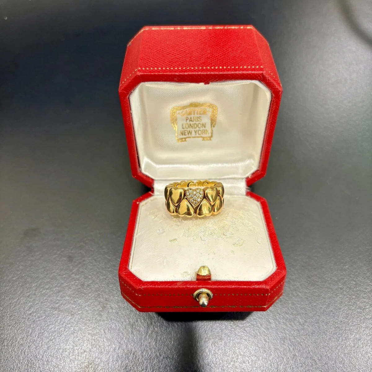 Cartier Diamond Double Coeurs Gold Band Ring - Image 15