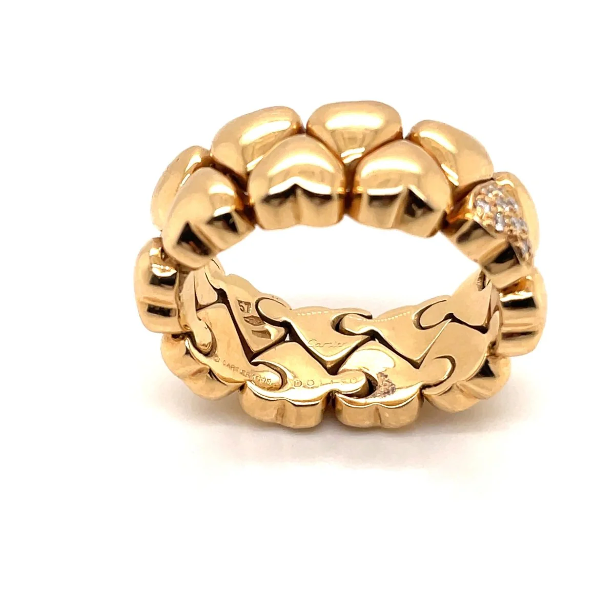 Cartier Diamond Double Coeurs Gold Band Ring - Image 5