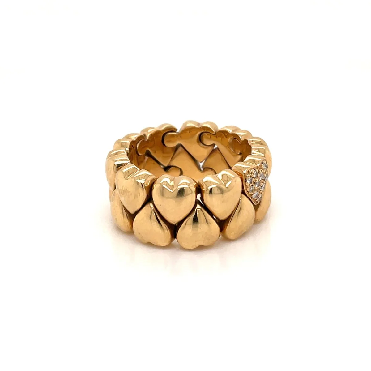Cartier Diamond Double Coeurs Gold Band Ring - Image 6