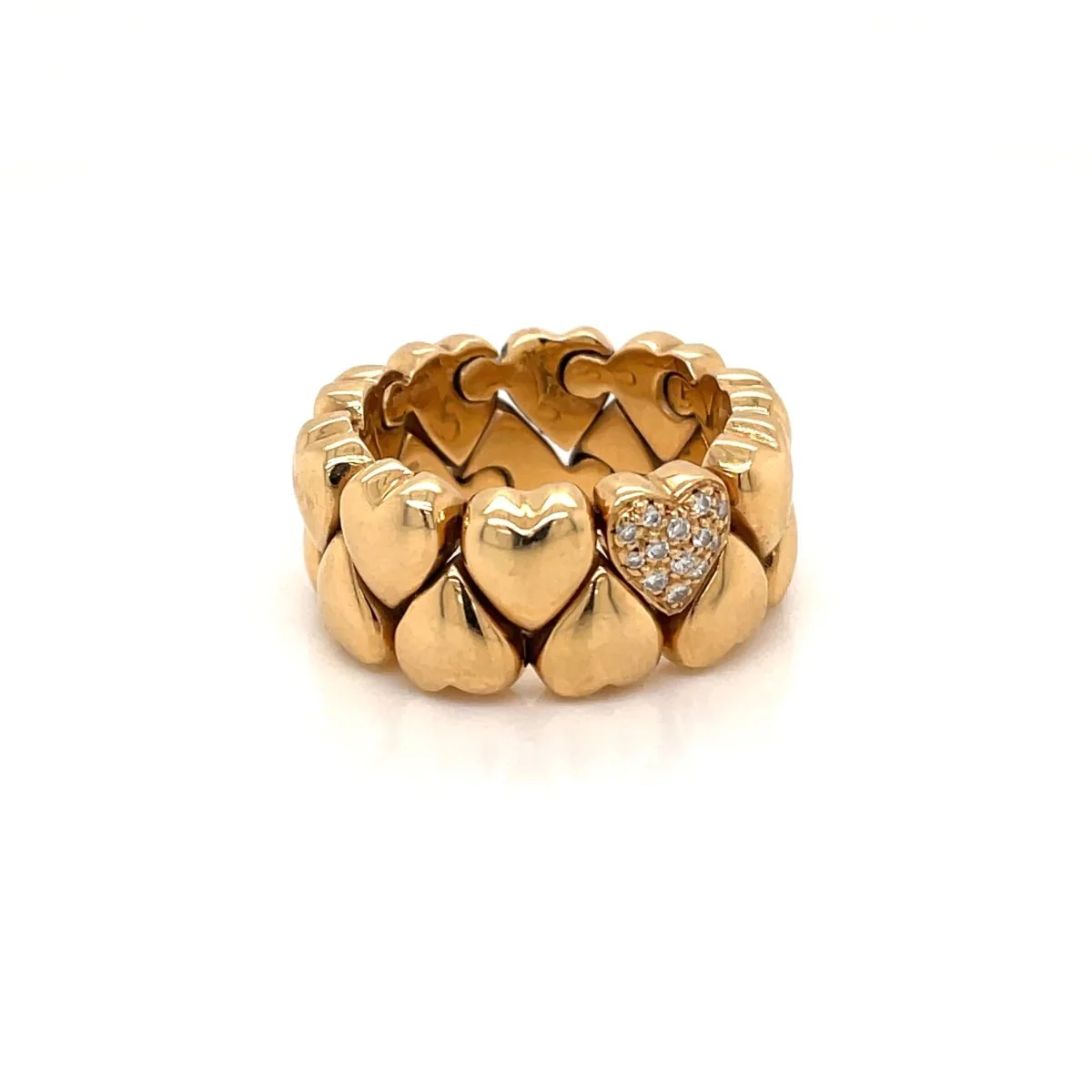 Cartier Diamond Double Coeurs Gold Band Ring - Image 7