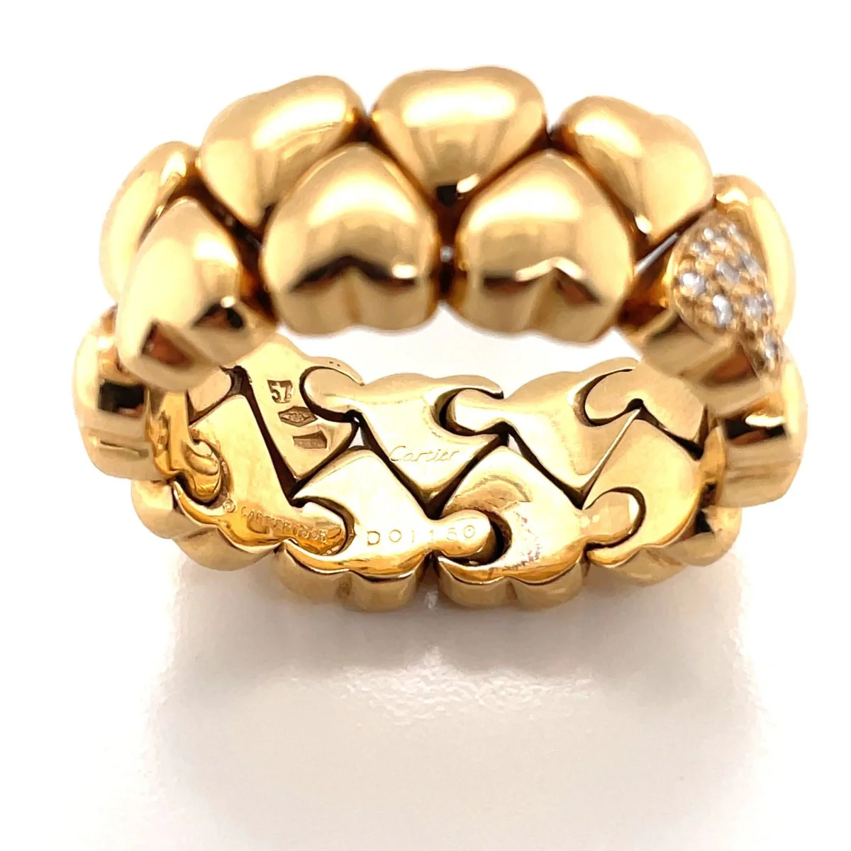 Cartier Diamond Double Coeurs Gold Band Ring - Image 8