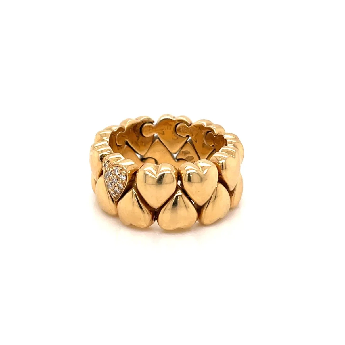 Cartier Diamond Double Coeurs Gold Band Ring - Image 9