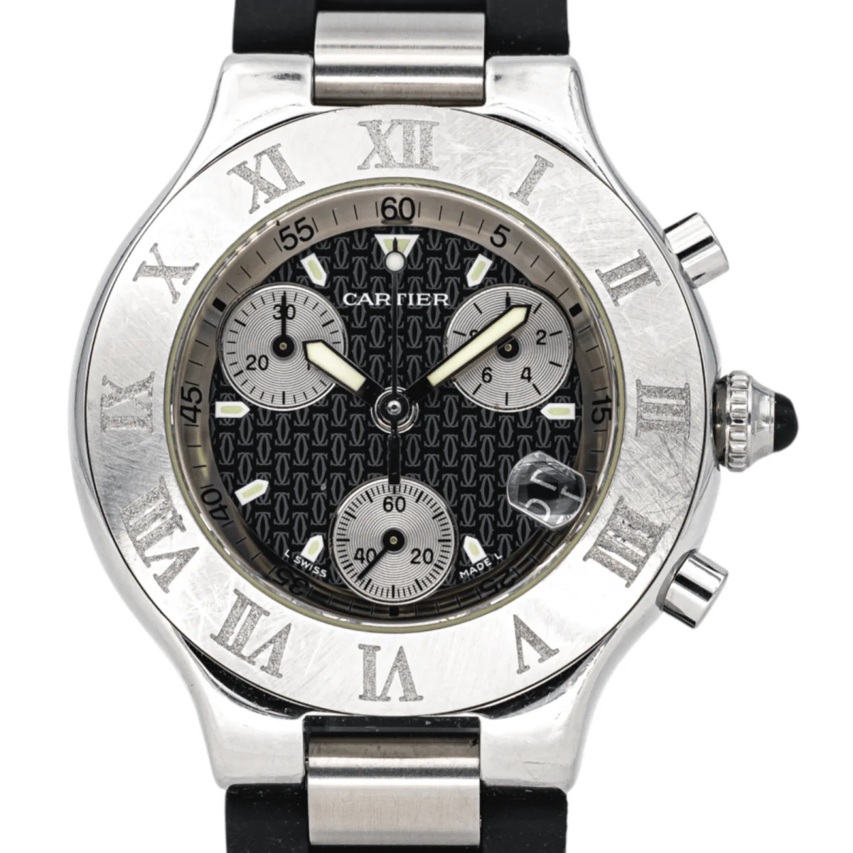 Montre CARTIER "21 Chronoscaph" en acier et quartz - Image 2