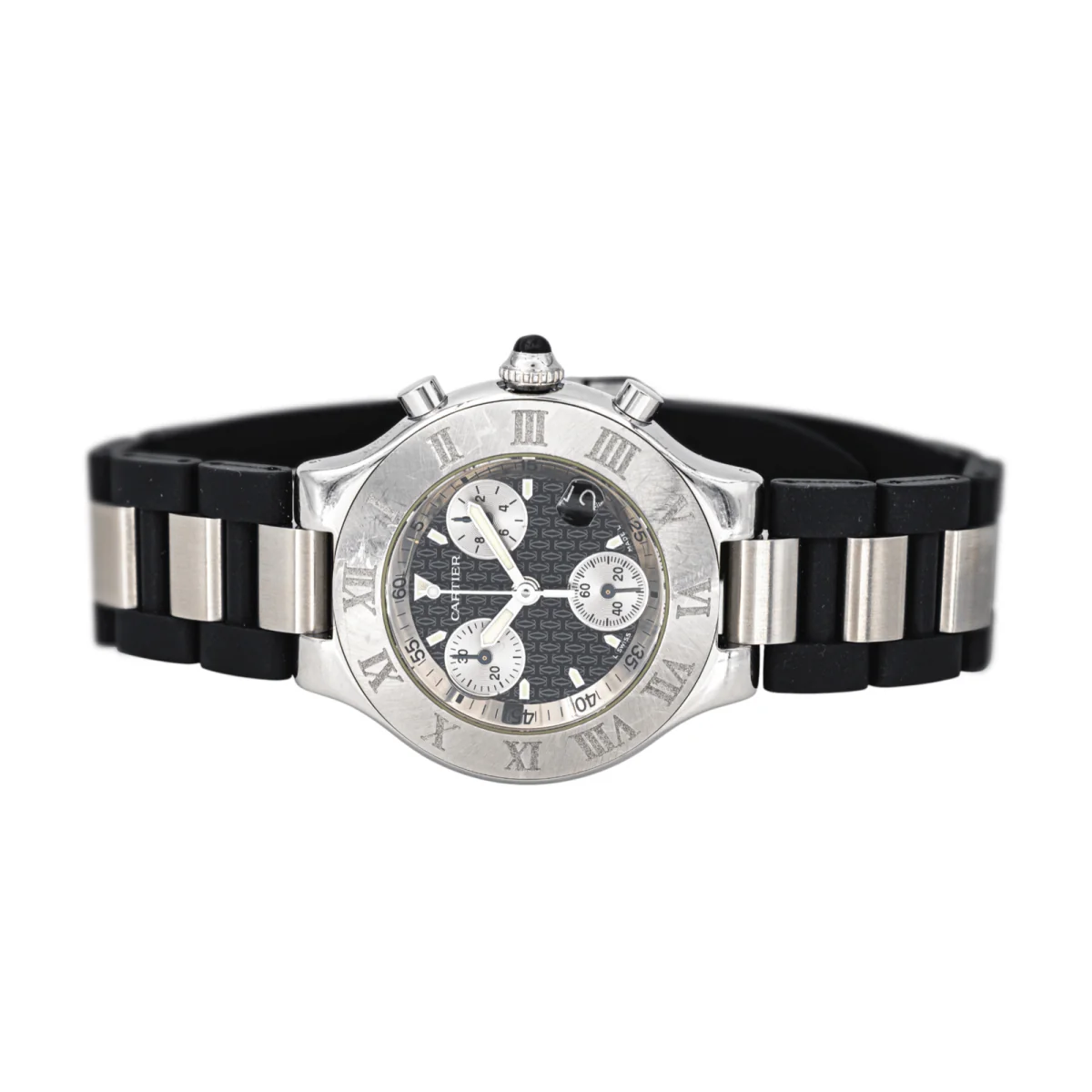 Montre CARTIER "21 Chronoscaph" en acier et quartz - Image 4