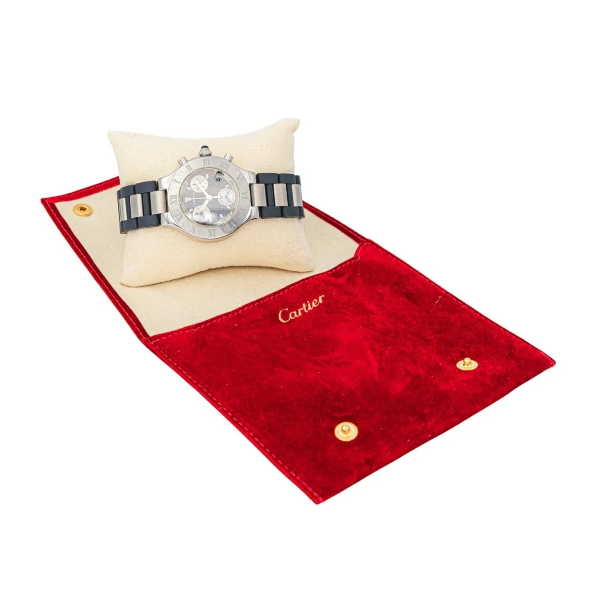 Montre CARTIER "21 Chronoscaph" en acier et quartz - Image 8