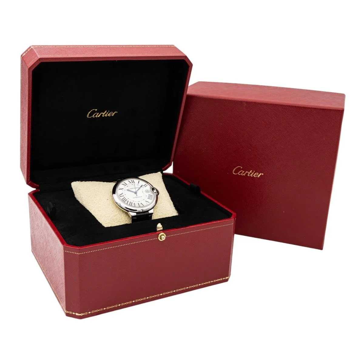 Montre CARTIER "Ballon bleu" en acier, alligator et verre saphir - Image 3
