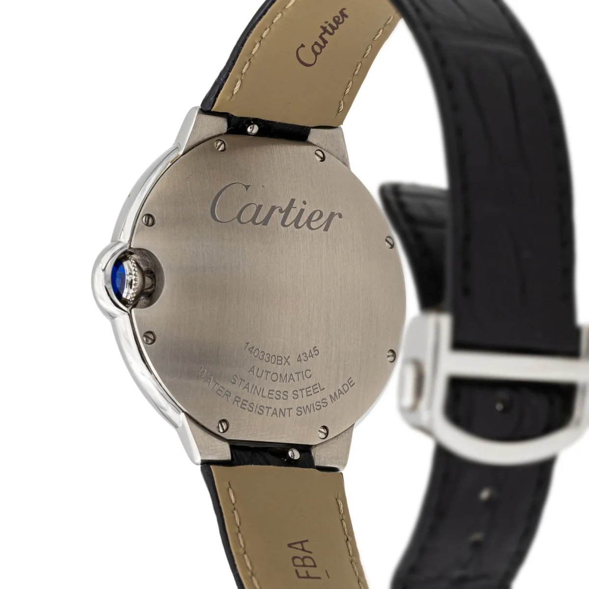 Montre CARTIER "Ballon bleu" en acier, alligator et verre saphir - Image 6
