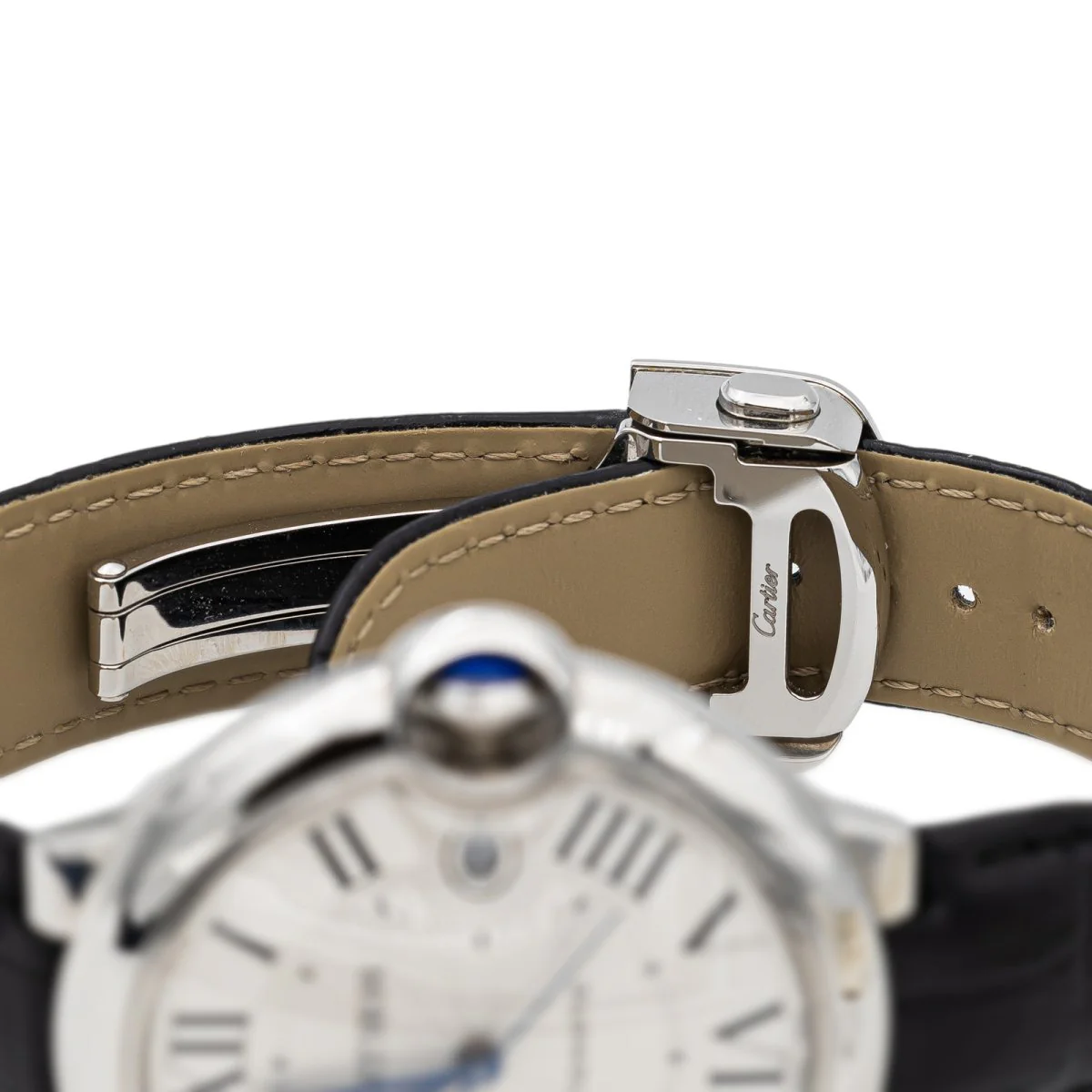 Montre CARTIER "Ballon bleu" en acier, alligator et verre saphir - Image 7
