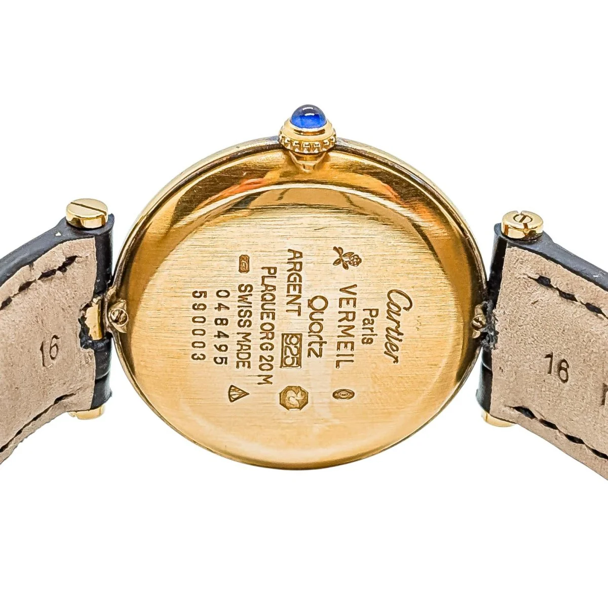 Montre Quartz CARTIER "Must Vendôme" en vermeil, cuir et saphir - Image 7