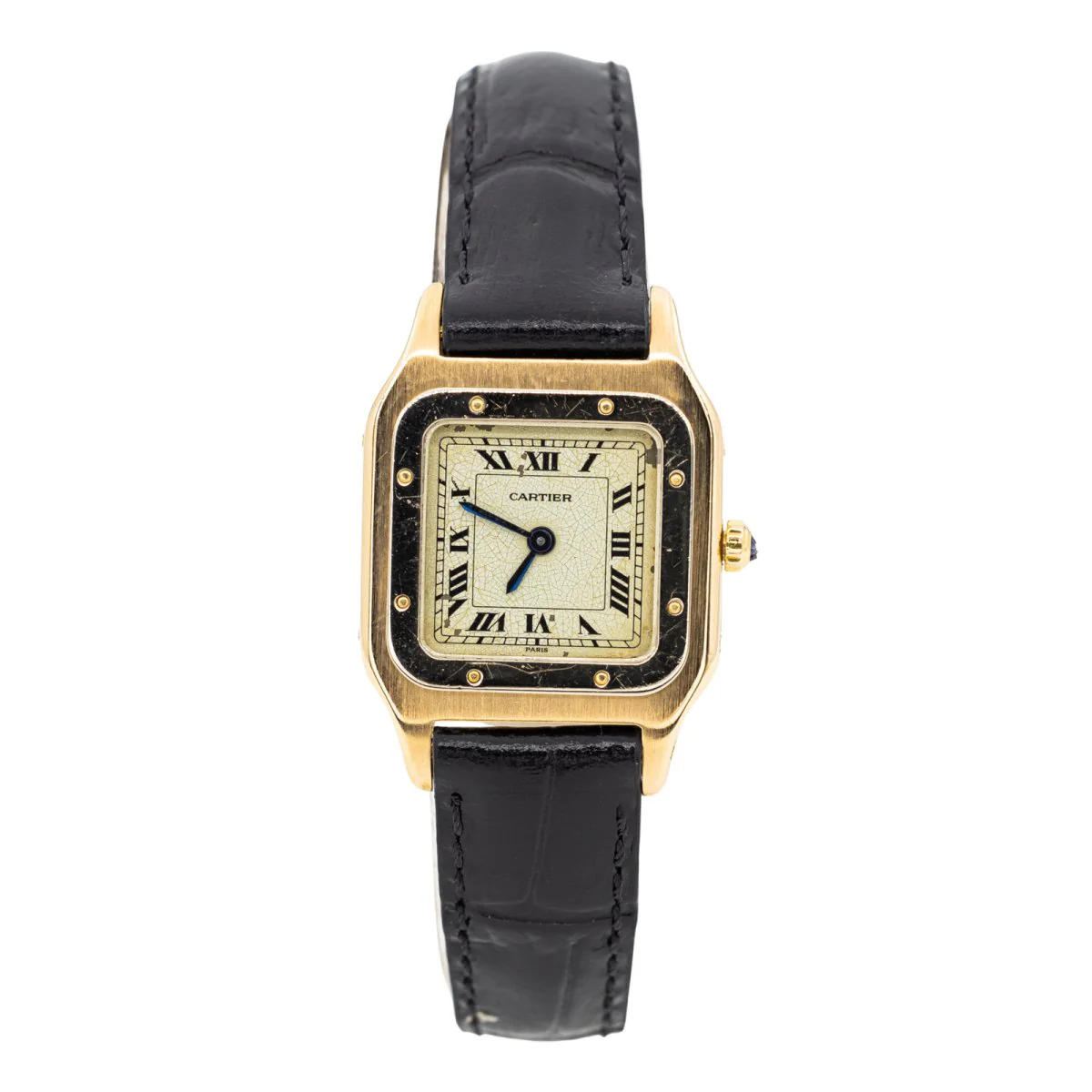 Montre CARTIER, "Panthère" en Or jaune, acier et Cuir