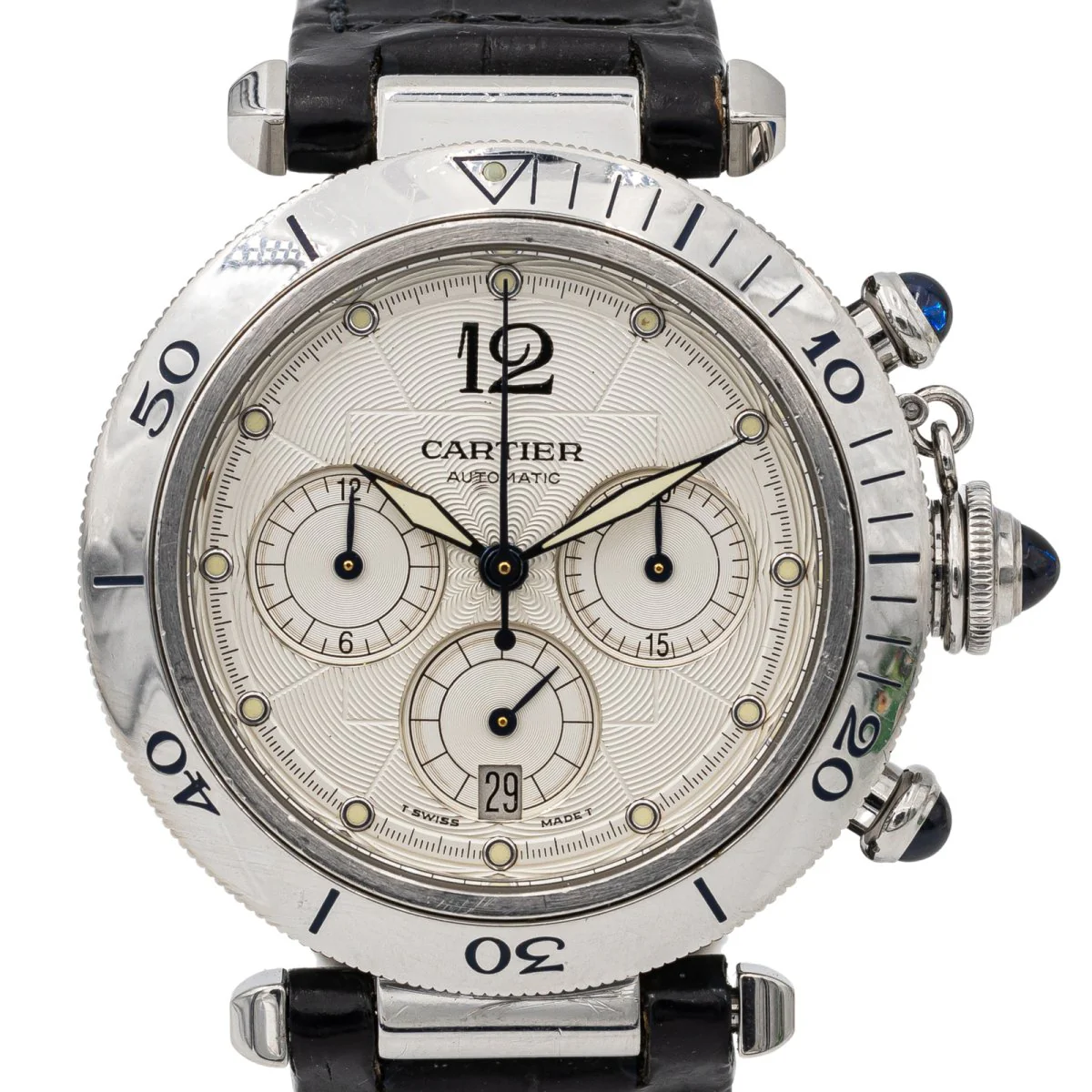 Montre Mécanique CARTIER "Pasha 2113" en acier et cuir - Image 3