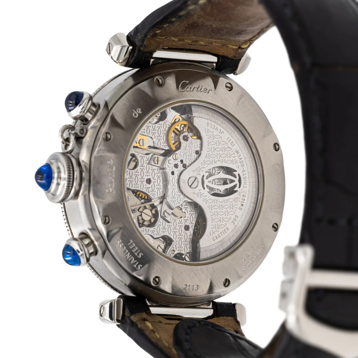 Montre Mécanique CARTIER "Pasha 2113" en acier et cuir - Image 4