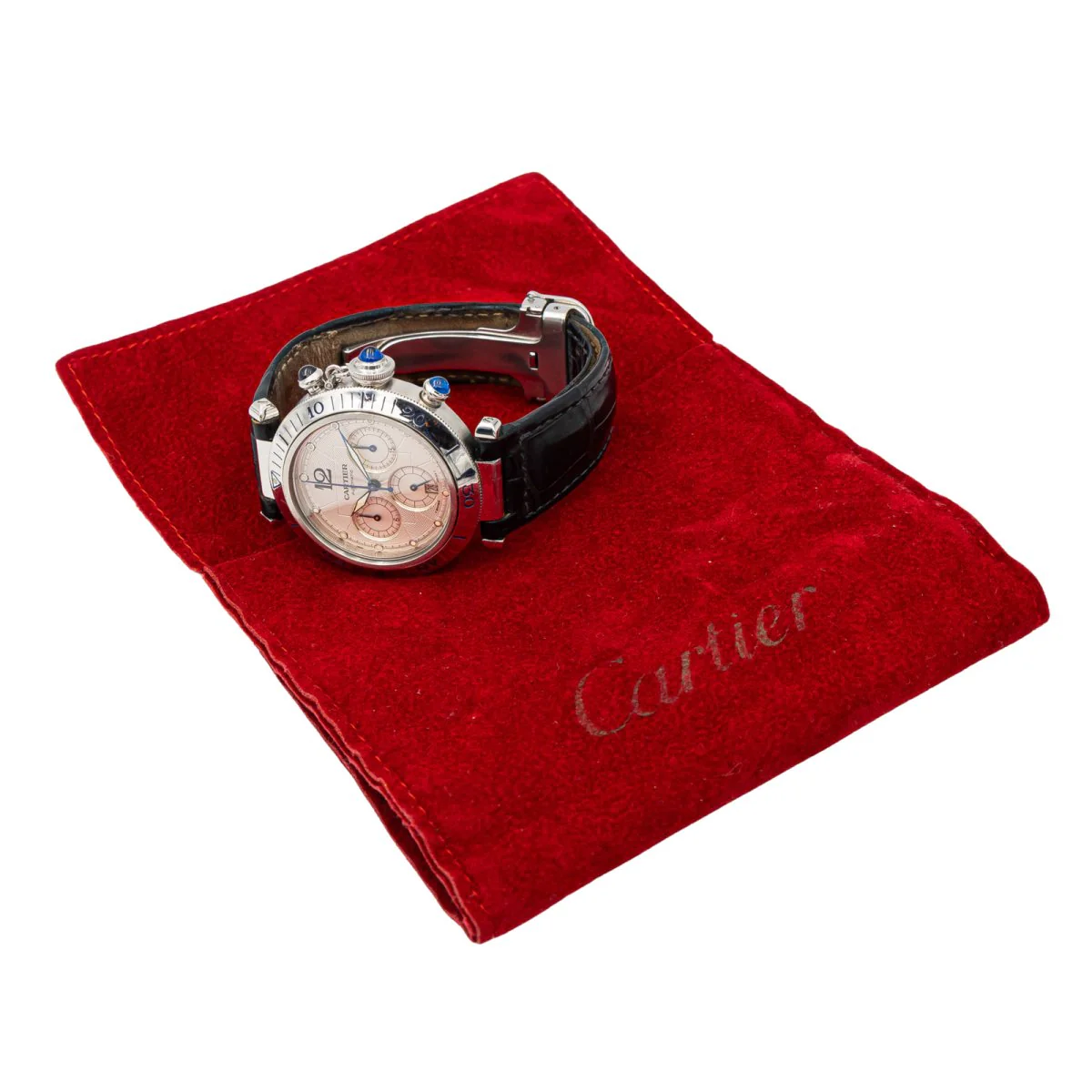 Montre Mécanique CARTIER "Pasha 2113" en acier et cuir - Image 7