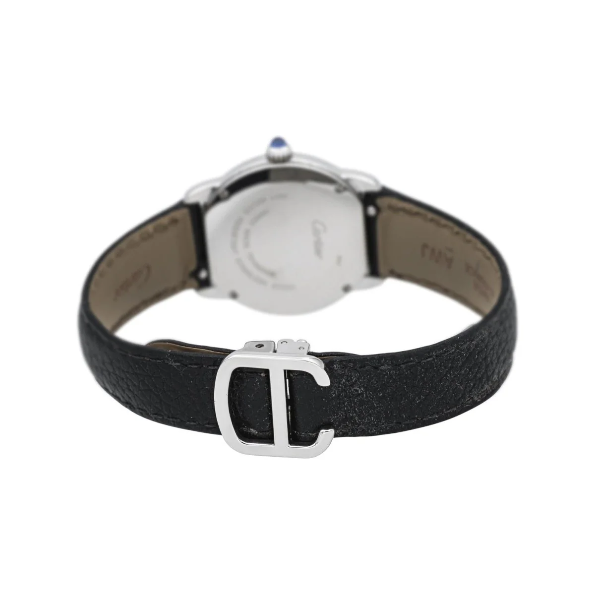 Montre CARTIER "Ronde Solo" en acier, argent, spinelle et cuir - Image 6