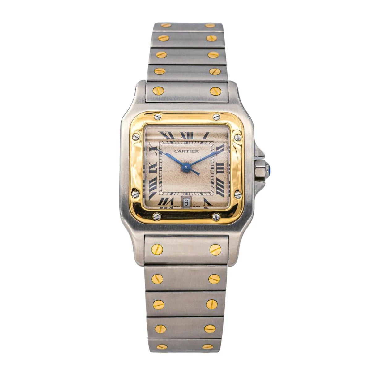 Montre CARTIER "Santos" en or jaune, acier et quartz