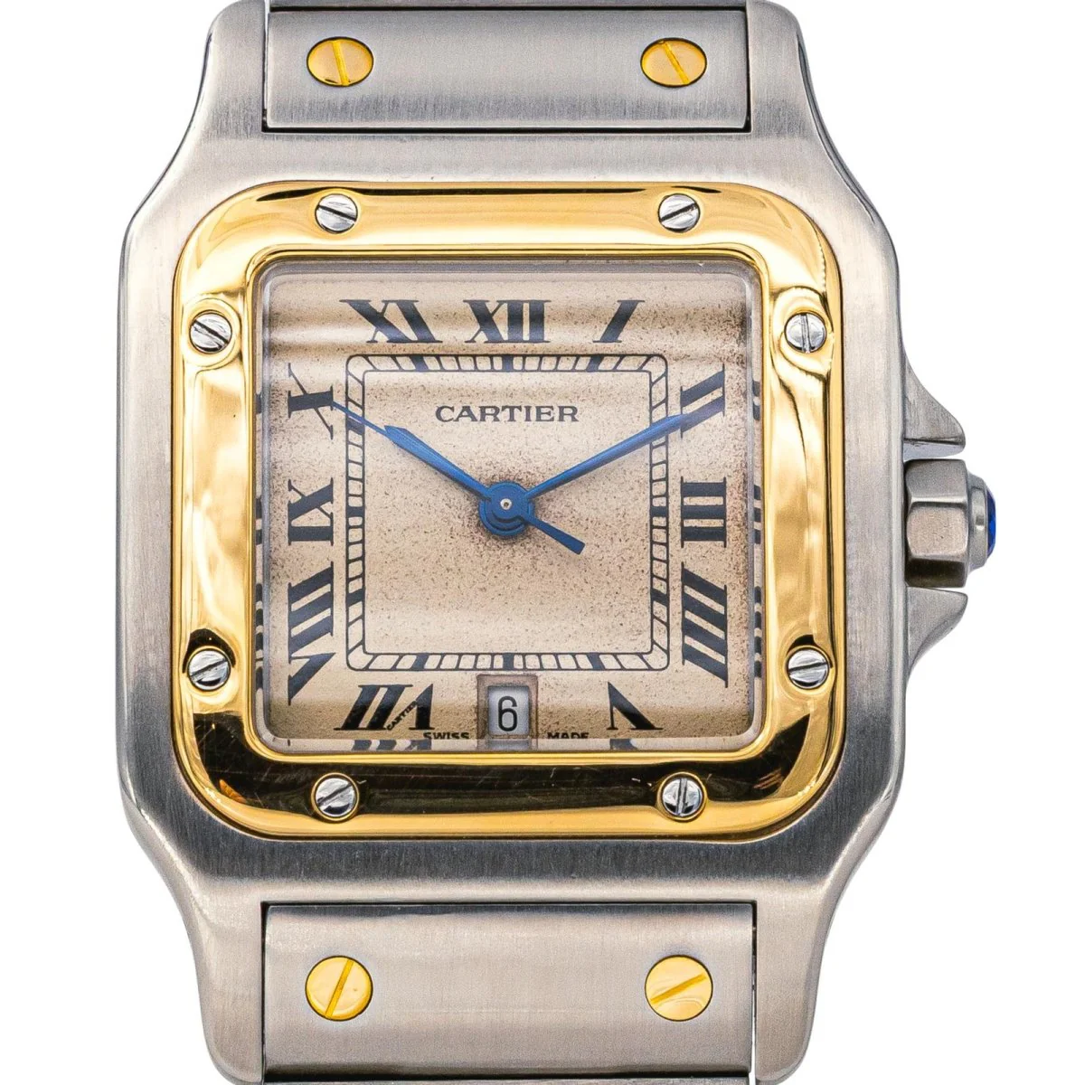Montre CARTIER "Santos" en or jaune, acier et quartz - Image 3