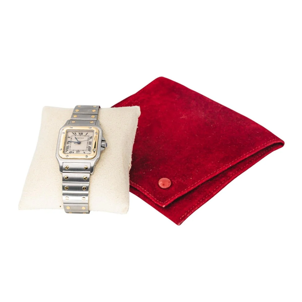 Montre CARTIER "Santos" en or jaune, acier et quartz - Image 9