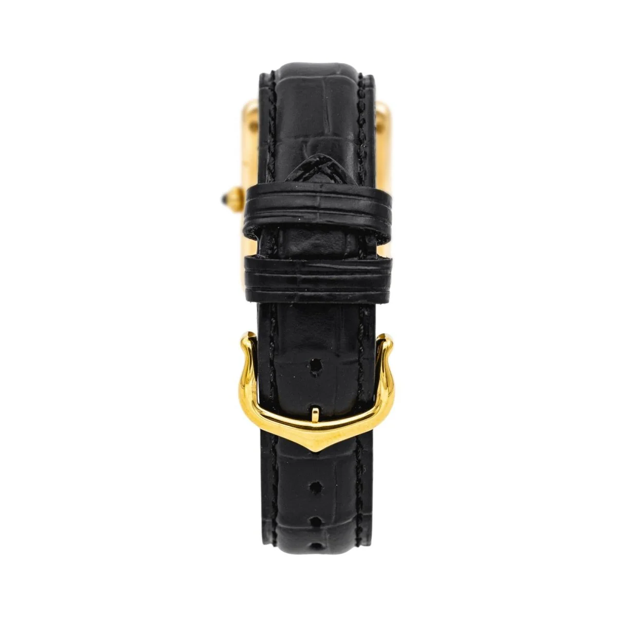 Montre CARTIER "Tank" en or jaune, cuir et saphir - Image 4