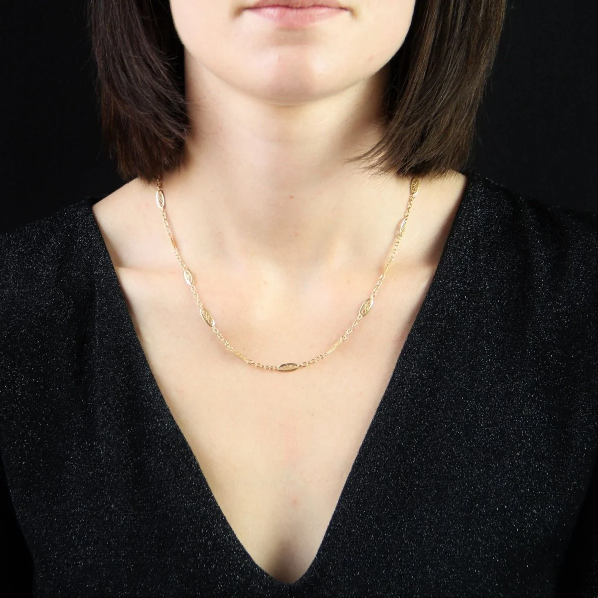 Collier Maille filigrane en or jaune - Image 2