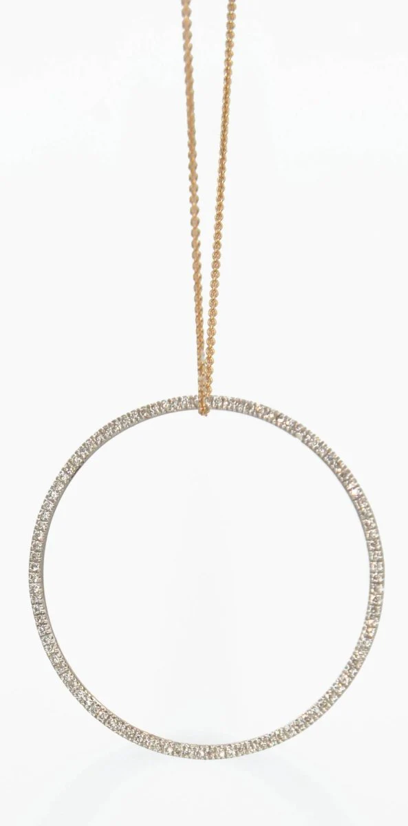 Pendentif signé Ginette NY en or rose avec un cercle en diamant - Image 2